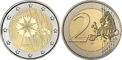 2 euros (La flor nacional estonia, el aciano)