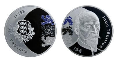 15 euro (150 aniversario del nacimiento de Jaan Tõnisson)