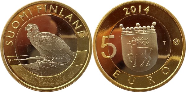 5 euro (Fauna en Åland - Águila de cola blanca)