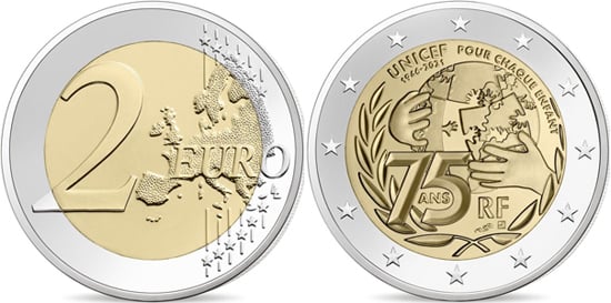 2 euro (75. Jahrestag der Gründung von UNICEF)