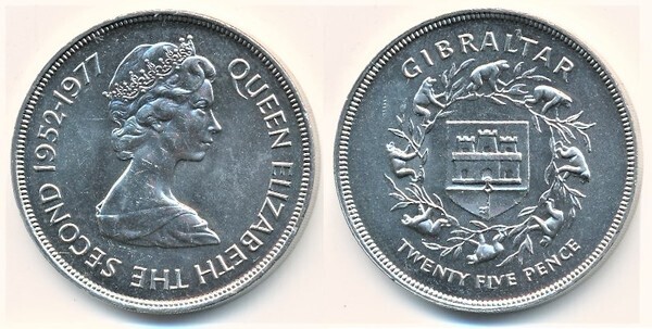 25 new pence (Das Silberjubiläum der Königin)