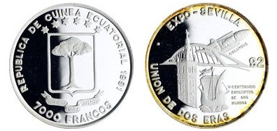 7000 CFA-Francs (Weltausstellung von Sevilla 1992)