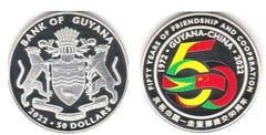 50 dollars (50 Jahre diplomatische Beziehungen zwischen Guyana und China)