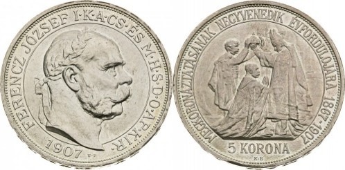 5 korona (40. Jahrestag der Krönung von Franz Joseph I.)