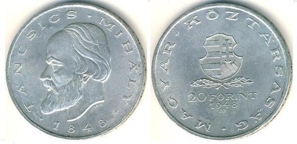 20 forint (Hundertjahrfeier der Revolution von 1848 - Mihaly Tancsics)