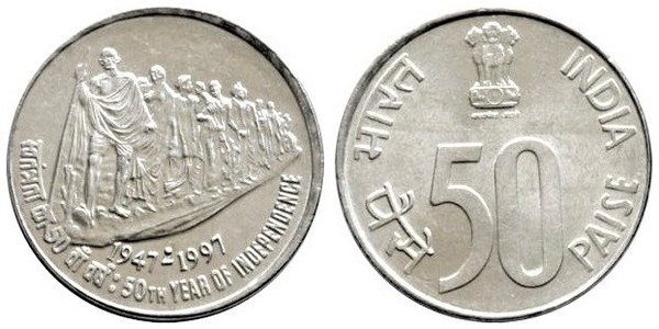 50 paise (50. Jahrestag der Unabhängigkeit)