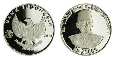 25000 rupiah (Sukarno-Hundertjahrfeier)