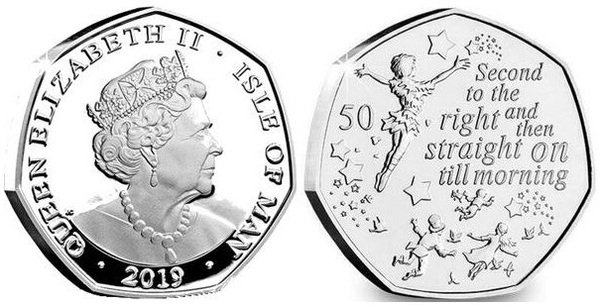 50 pence (90. Jahrestag von Peter Pan - Zweiter von rechts)