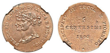 3 centesimi  (Fürstentum Lucca und Piombino)