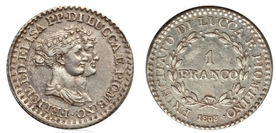 1 franco   (Principado de Lucca y Piombino)