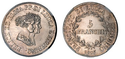 5 franchi   (Fürstentum Lucca und Piombino)