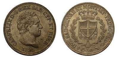 50 centesimi (Carlo Felice)