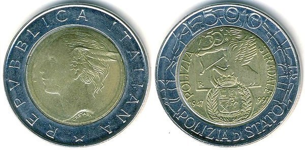 500 lire (50. Jahrestag der Staatspolizei)