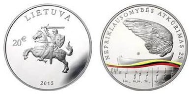 20 euro (25 aniversario de la restauración de la independencia de Lituania)