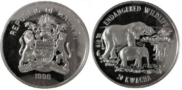 20 kwacha (Fauna en Peligro-Elefante)