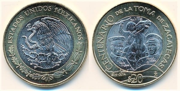 20 pesos (Hundertjahrfeier der Einnahme von Zacatecas)