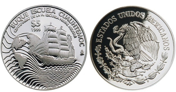 5 pesos (Cuauhtemoc-Schulschiff)