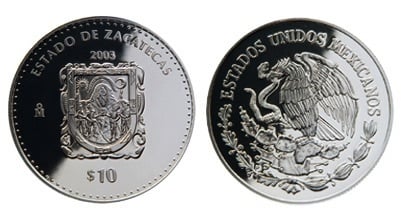 10 Pesos (Zacatecas Wappenkunde)