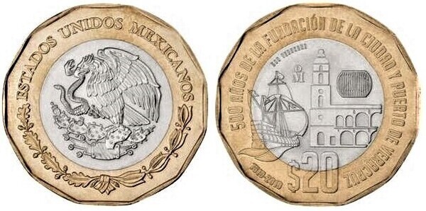 20 pesos (500. Jahrestag der Gründung der Stadt und des Hafens von Veracruz)