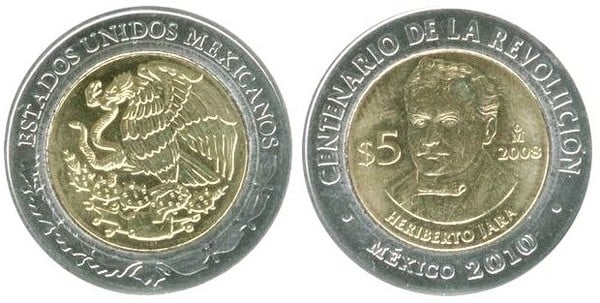 5 pesos (Hundertjahrfeier der Revolution - Heriberto Jara)