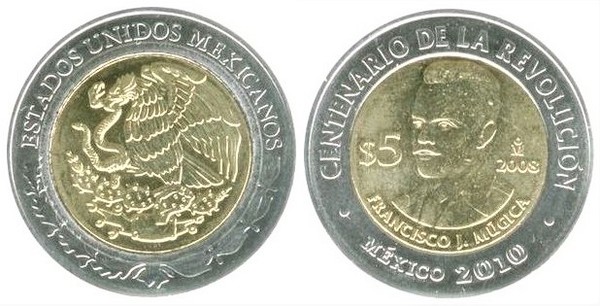 5 pesos (Hundertjahrfeier der Revolution-Francisco J. Múgica)