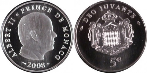 5 euro (50 Aniversario del Nacimiento de Alberto II)