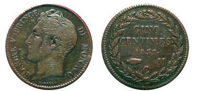 5 Centimes (Großkopf-Farbe Kupfer)