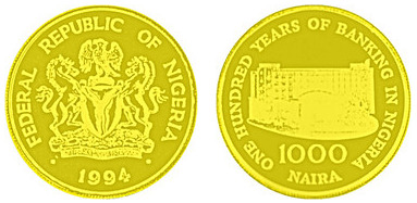 1000 naira (100 Jahre - Bankwesen in Nigeria)