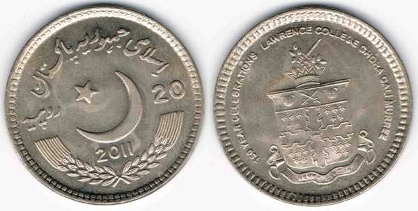 20 rupees (150-jähriges Jubiläum des Lawrence College)