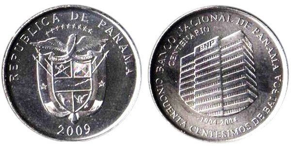 50 centésimos (Hundertjähriges Bestehen der Banco Nacional de Panama)