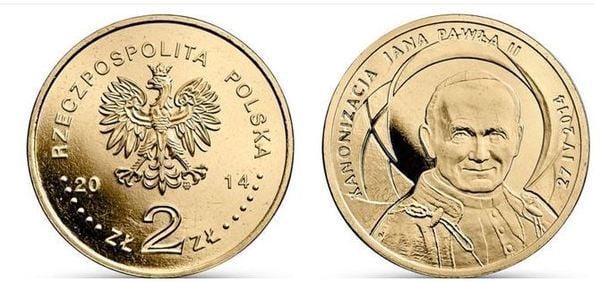 2 zlote (Heiligsprechung von Johannes Paul II., 27. April 2014)