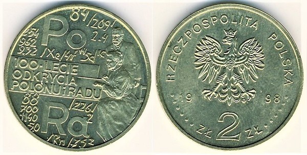 2 zlote (Entdeckung von Polonium und Radium)