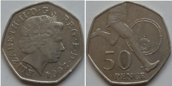 50 pence (50. Jahrestag 1. unter 4 Minuten Meile - Roger Bannister)