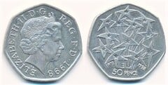 50 pence (Elizabeth II - 25 Aniversario de Gran Bretaña en el Mercado Común)