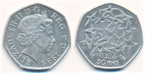 50 pence (Elizabeth II. - 25. Jahrestag des Beitritts Großbritanniens zum Gemeinsamen Markt)