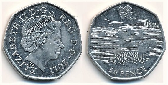 50 pence  (Olympische Spiele London 2012 - Schwimmen)