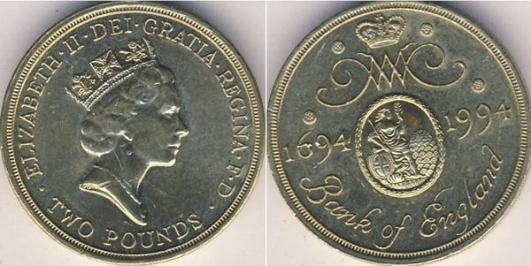 2 pounds (300-jähriges Jubiläum der Bank of England)