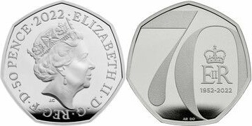 50 pence (70. Jahrestag der Regentschaft von Elizabeth II.)