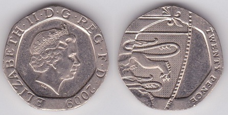 20 pence (Elisabeth II. - Schild - 5/6)