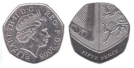 50 pence (Elisabeth II. - Schild - 6/6)