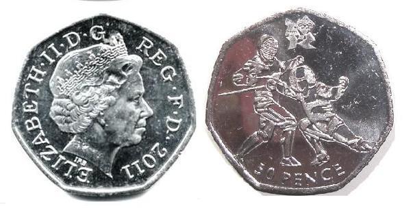 50 pence (Olympische Spiele London 2012 - Fechten)