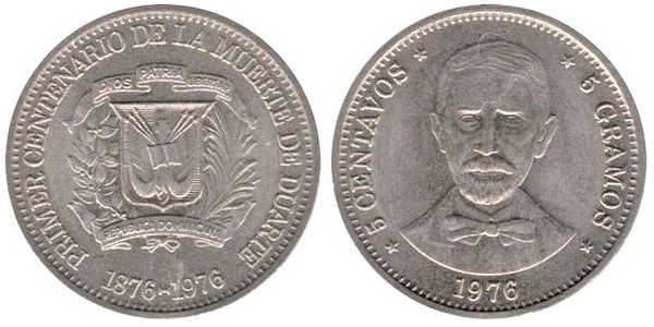 5 centavos (Erster hundertster Jahrestag des Todes von Duarte)