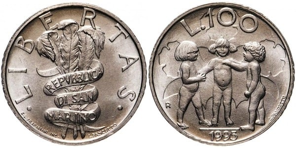 100 Lire (Umarmung des Friedens)