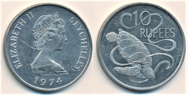 10 rupias (Elisabeth II.)