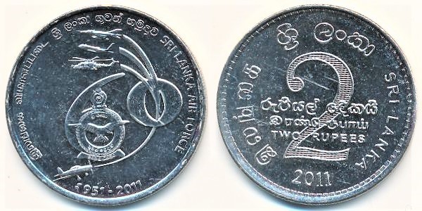 2 rupees (60-jähriges Bestehen der Luftwaffe)