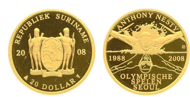 20 Dollar (20. Jahrestag der Goldmedaille von Anthony Nesty bei den Olympischen Spielen 1988 in Seoul)