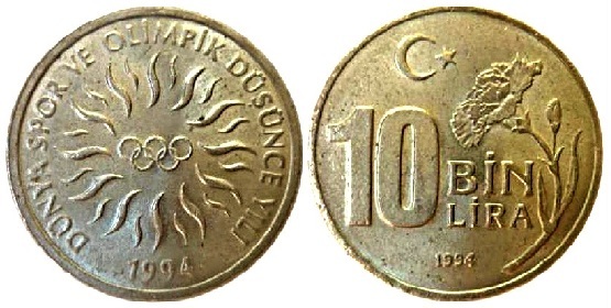 10 bin lira (XVII. Olympische Spiele - Lillehammer 1994)