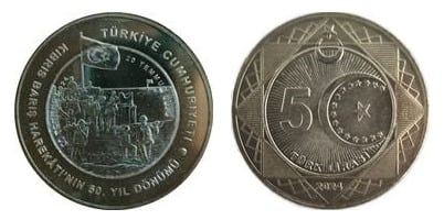 5 Lira (50. Jahrestag des Zypernkriegs)