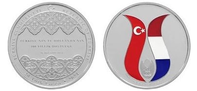 20 Lira (Hundertjahrfeier des Freundschaftsvertrags zwischen den Niederlanden und der Türkei)