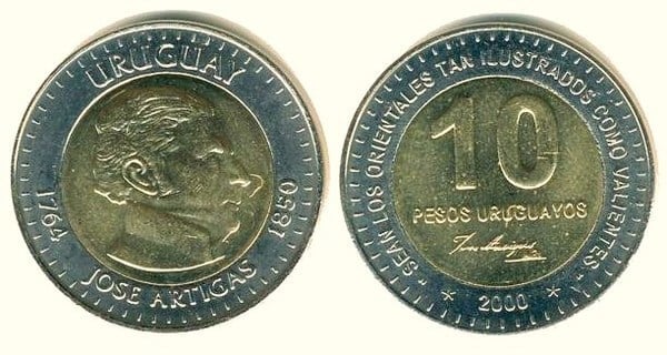 10 pesos (150 Aniversario de la Muerte de José Artigas)